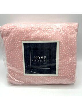 QVC Home Reflections Full Sheet Set Pink Polka Dots Pillowcases Fitted Flat
